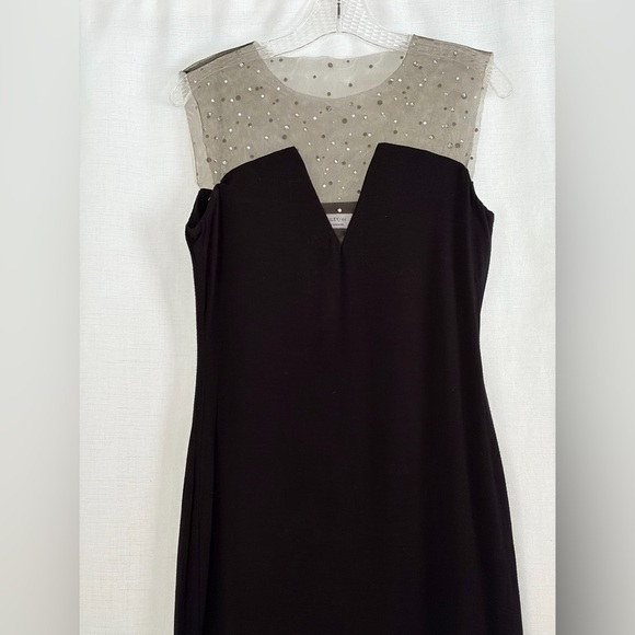 Bailey 44 Garland Embellished Illusion black sheath dress,mesh yoke,rhinestones. - Picture 2 of 10